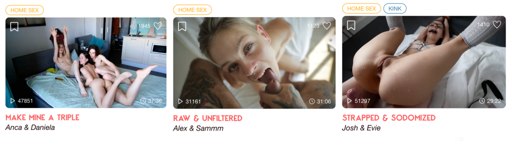 Three couple videos featured on Lustery